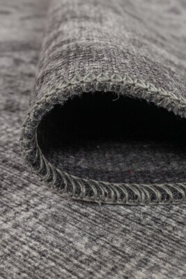 75x230 Relic Gri Vintage Dokulu Klasik Desenli Dokuma Tabanlı Şönil Halı AL-509 - 6