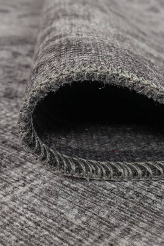 75x230 Relic Gri Vintage Dokulu Klasik Desenli Dokuma Tabanlı Şönil Halı AL-509 - 6