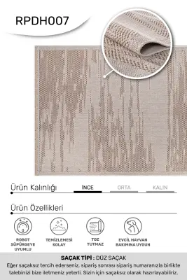 Armoni Açık Kahverengi Kaydırmaz Taban, Robot Süpürgeye Uyumlu Kolay Temizlenebilir Mutfak, Koridor Halısı RP 65 - 7