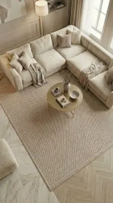 Armoni Bej Kaydırmaz Taban Robot Süpürgeye Uyumlu Kolay Temizlenebilir Mutfak, Koridor Halısı RP 78 - 1