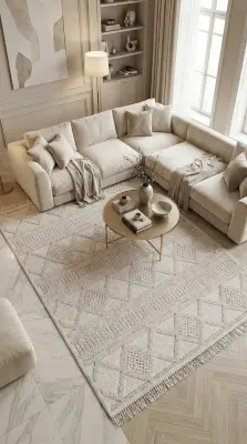 Armoni Bej Kaydırmaz Taban Robot Süpürgeye Uyumlu Kolay Temizlenebilir Mutfak, Koridor Halısı RP 80 - 2