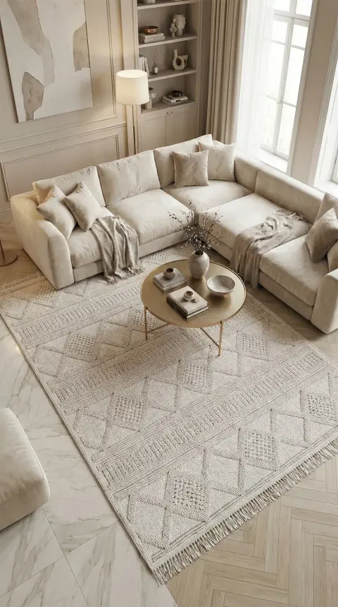 Armoni Bej Kaydırmaz Taban Robot Süpürgeye Uyumlu Kolay Temizlenebilir Mutfak, Koridor Halısı RP 80 - 2