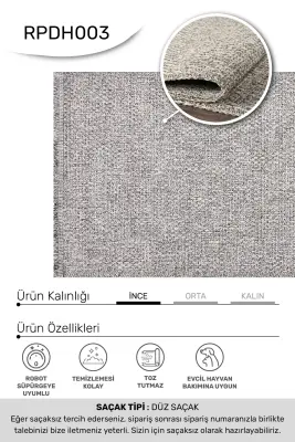 Armoni Gri Kaydırmaz Taban, Robot Süpürgeye Uyumlu Kolay Temizlenebilir Mutfak, Koridor Halısı RP 59 - 5