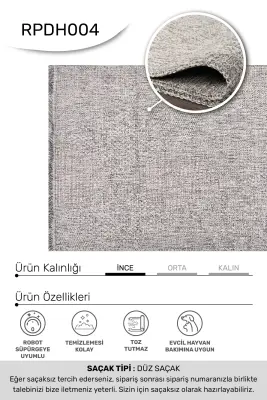 Armoni Gri Kaydırmaz Taban, Robot Süpürgeye Uyumlu Kolay Temizlenebilir Mutfak, Koridor Halısı RP 60 - 2