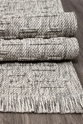 Armoni Gri Kaydırmaz Taban Robot Süpürgeye Uyumlu Kolay Temizlenebilir Mutfak, Koridor Halısı RP 76 - 2