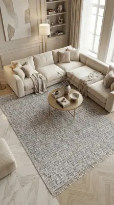 Armoni Gri/Bej Kaydırmaz Taban Robot Süpürgeye Uyumlu Kolay Temizlenebilir Mutfak, Koridor Halısı RP 77 - 1