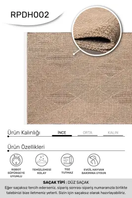 Armoni Kahve Kaydırmaz Taban, Robot Süpürgeye Uyumlu Kolay Temizlenebilir Mutfak, Koridor Halısı RP 58 - 2