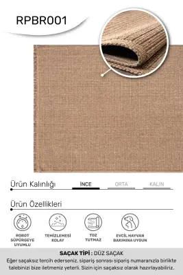 Armoni Kahve Kaydırmaz Taban Robot Süpürgeye Uyumlu Kolay Temizlenebilir Mutfak, Koridor Halısı RP 72 - 2