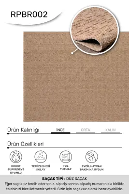 Armoni Kahve Kaydırmaz Taban Robot Süpürgeye Uyumlu Kolay Temizlenebilir Mutfak, Koridor Halısı RP 73 - 3