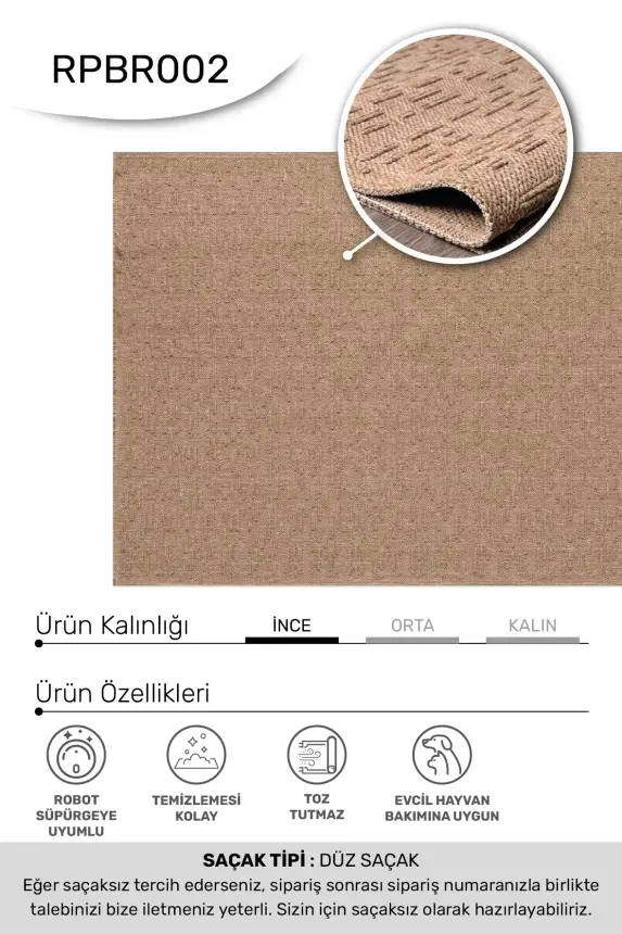 Armoni Kahve Kaydırmaz Taban Robot Süpürgeye Uyumlu Kolay Temizlenebilir Mutfak, Koridor Halısı RP 73 - 3