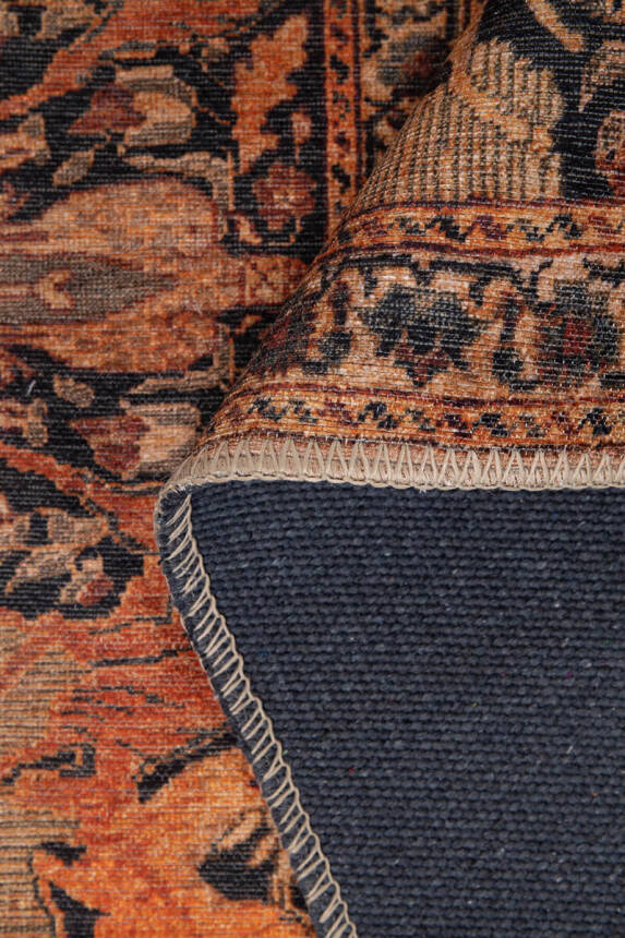 Blues Vintage Desenli Dokuma Taban Dekoratif Kahverengi Halı AL 425 - 5