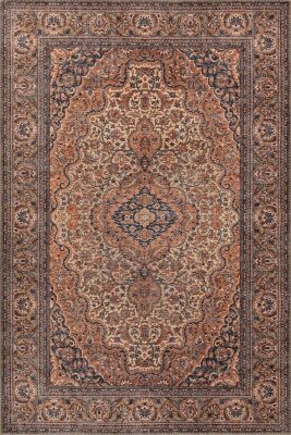 Blues Vintage Desenli Dokuma Taban Dekoratif Kahverengi Halı AL 427 - 2