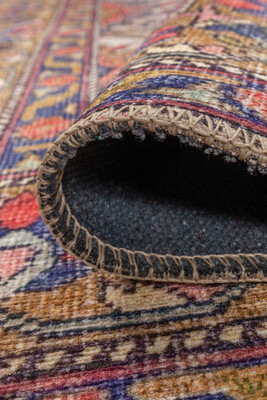 Blues Vintage Desenli Dokuma Taban Dekoratif Renkli Halı AL 430 - 5