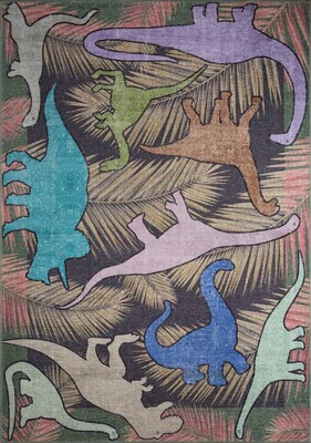 Minor Dokuma Taban Dekoratif Renkli Dinozorlu Çocuk Halısı AL 110 - 2