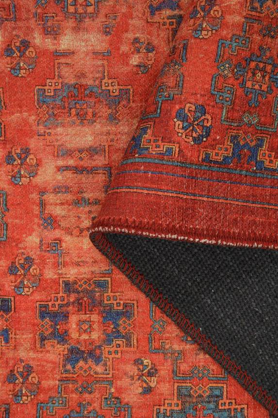 Dorian Eskitme Desenli Dokuma Taban Dekoratif Kırmızı Halı AL 227 - 4