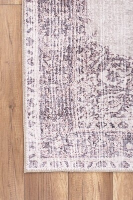 Outlet 75x150 Dorian Eskitme Desenli Dokuma Taban Dekoratif Bej Halı AL-330 - 3