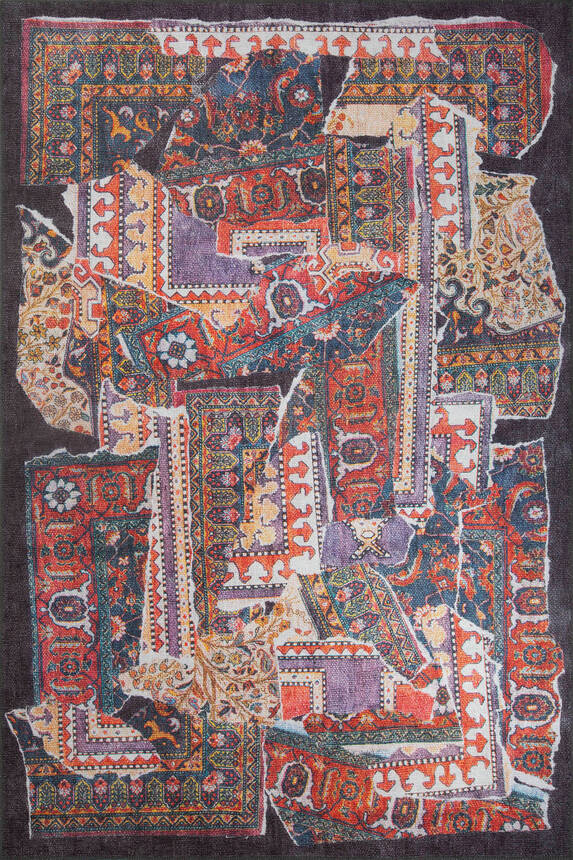 Dorian Eskitme Desenli Dokuma Taban Dekoratif Renkli Halı AL 364 - 2