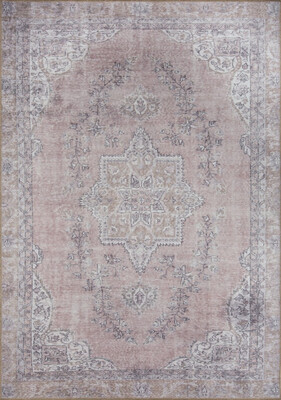 Dorian Eskitme Desenli Dokuma Taban Dekoratif Pembe / Pudra Halı AL 91 - 1