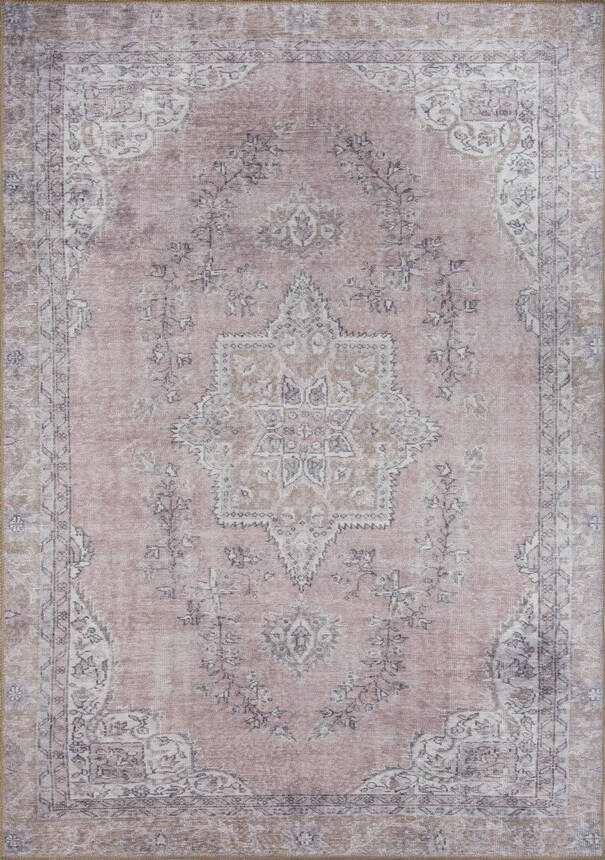 Dorian Eskitme Desenli Dokuma Taban Dekoratif Pembe / Pudra Halı AL 91 - 1