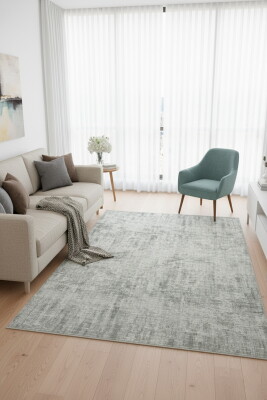 Dorian Eskitme Desenli Dokuma Taban Dekoratif Yeşil Halı AL 204 - Artloop