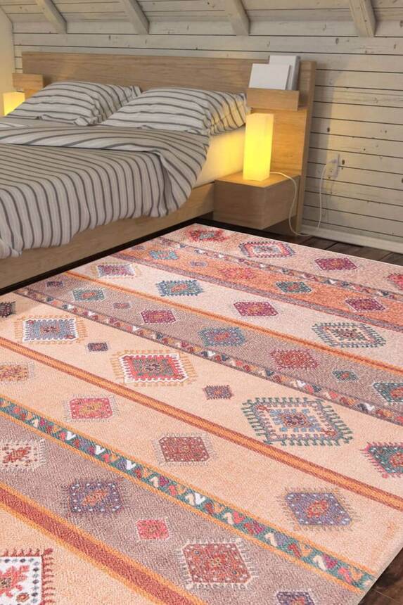 Soul Etnik Desenli Dokuma Taban Dekoratif Renkli Halı AL 282 - 1