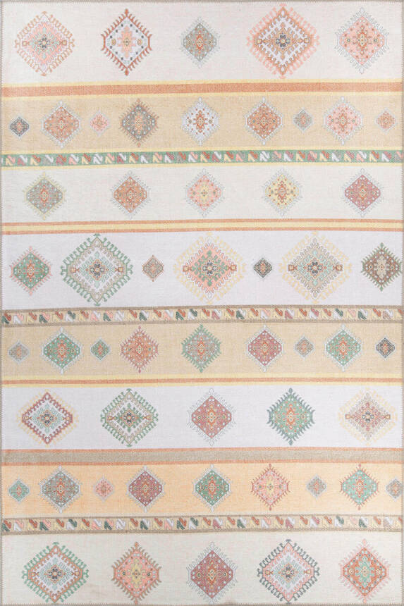 Soul Etnik Desenli Dokuma Taban Dekoratif Krem / Sarı Halı AL 281 - 2