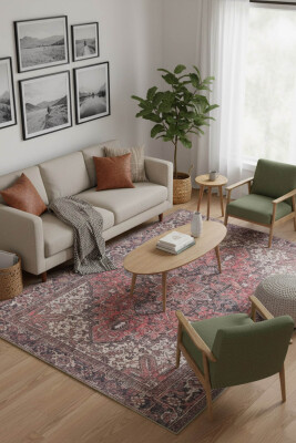 Soul Etnik Desenli Dokuma Taban Dekoratif Kahverengi Halı AL 122 - Artloop