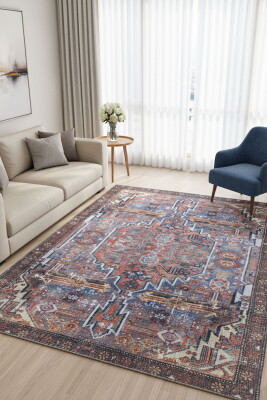 Soul Etnik Desenli Dokuma Taban Dekoratif Kahverengi Halı AL 144 - Artloop