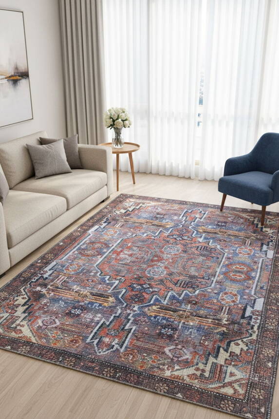 Soul Etnik Desenli Dokuma Taban Dekoratif Kahverengi Halı AL 144 - 1