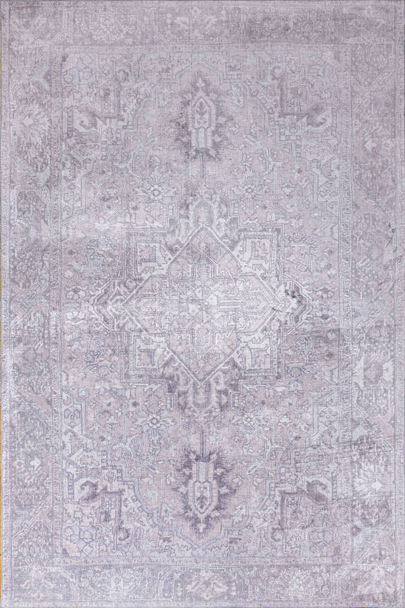 Artloop Fuga Yumuşak Dokulu Vintage Desenli Gri Halı KA 01 - 2