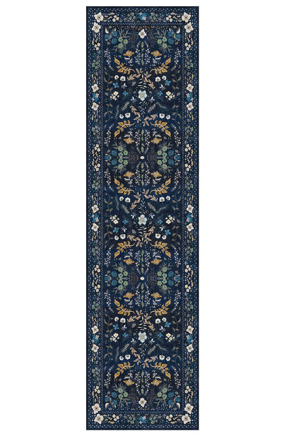 Artloop Fuga Yumuşak Dokulu Lacivert Çiçekli Modern Desenli Halı KA 05 - 6