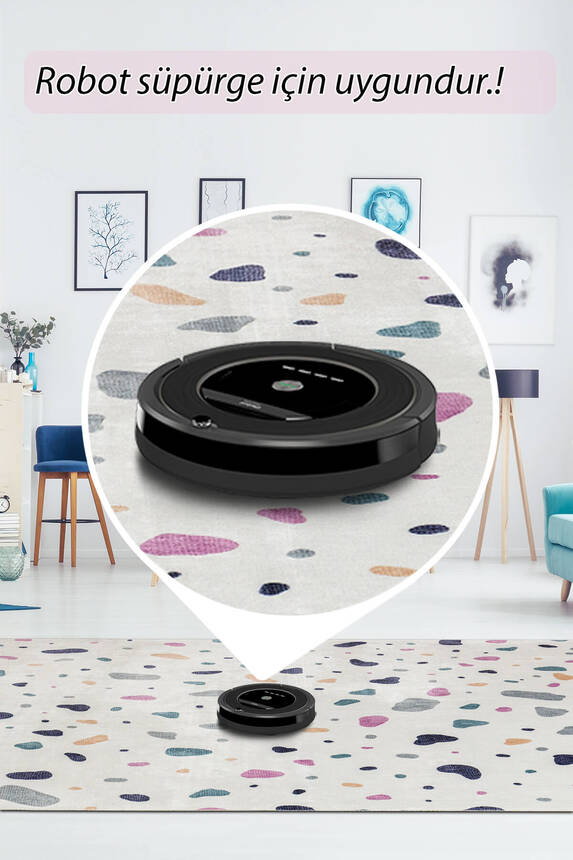 Artloop Fuga Yumuşak Dokulu Beyaz Modern Desenli Halı KA 07 - 6