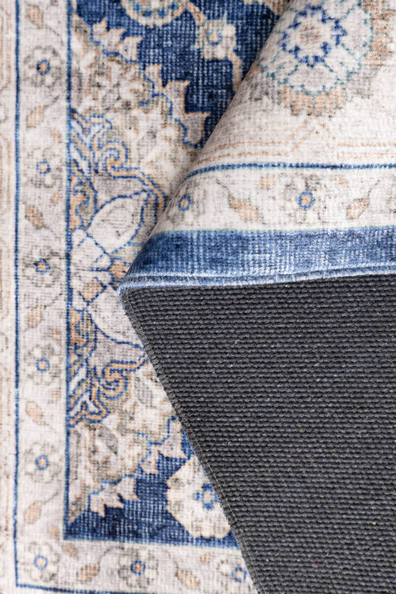 Artloop Fuga Yumuşak Dokulu Lacivert Vintage Desenli Halı KA 08 - 4