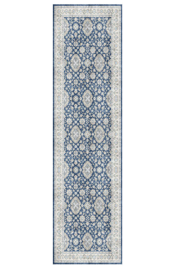 Artloop Fuga Yumuşak Dokulu Lacivert Vintage Desenli Halı KA 08 - 6