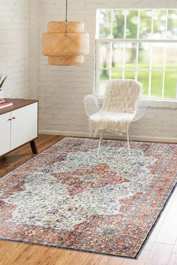 Artloop Fuga Yumuşak Dokulu Renkli Vintage Desenli Halı KA 09 - 1