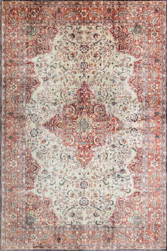 Artloop Fuga Yumuşak Dokulu Renkli Vintage Desenli Halı KA 09 - 2