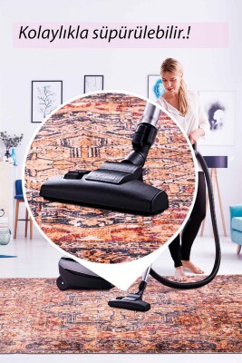 Artloop Fuga Yumuşak Dokulu Kahverengi Vintage Desenli Halı KA 11 - 7