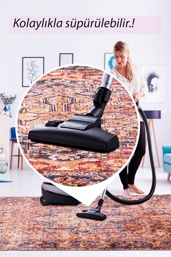 Artloop Fuga Yumuşak Dokulu Kahverengi Vintage Desenli Halı KA 11 - 7