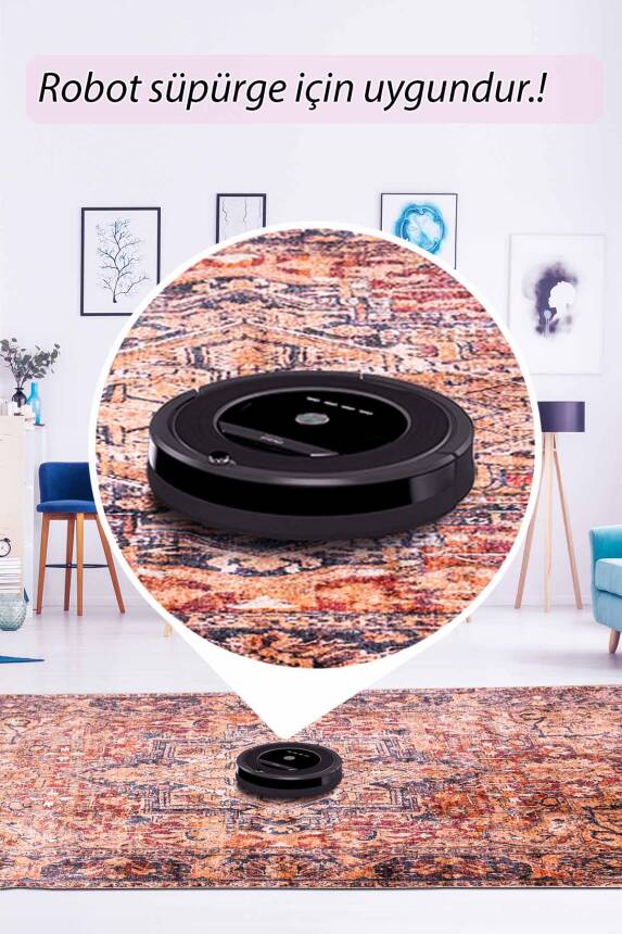 Artloop Fuga Yumuşak Dokulu Kahverengi Vintage Desenli Halı KA 11 - 6