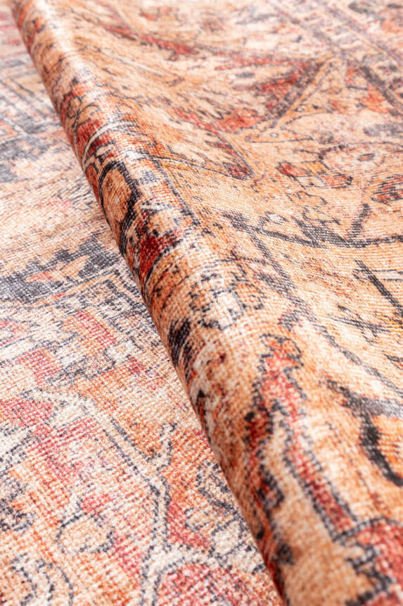 Artloop Fuga Yumuşak Dokulu Kahverengi Vintage Desenli Halı KA 11 - 5