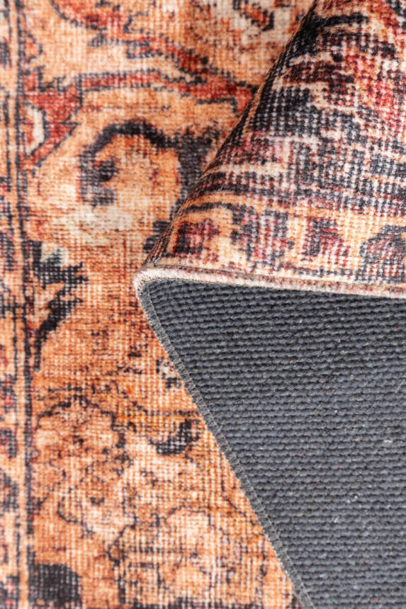 Artloop Fuga Yumuşak Dokulu Kahverengi Vintage Desenli Halı KA 11 - 4
