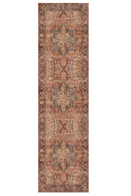 Artloop Fuga Yumuşak Dokulu Kahverengi Vintage Desenli Halı KA 11 - 6