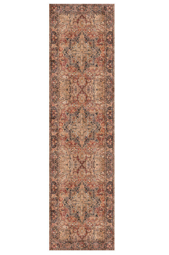 Artloop Fuga Yumuşak Dokulu Kahverengi Vintage Desenli Halı KA 11 - 6