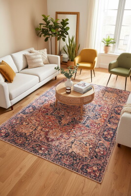 Artloop Fuga Yumuşak Dokulu Kahverengi Vintage Desenli Halı KA 11 - Artloop