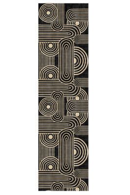 Artloop Fuga Yumuşak Dokulu Siyah/Bej Modern Desenli Halı KA 13 - 6