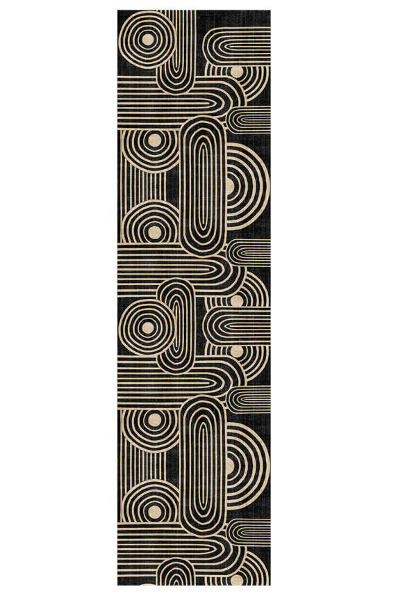 Artloop Fuga Yumuşak Dokulu Siyah/Bej Modern Desenli Halı KA 13 - 6