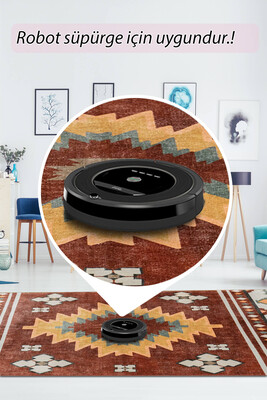Artloop Fuga Yumuşak Dokulu Kahverengi Etnik Desenli Halı KA 15 - 7
