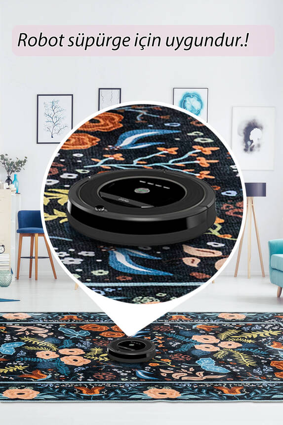 Artloop Fuga Yumuşak Dokulu Çok Renkli Çiçek Desenli Halı KA 19 - 6