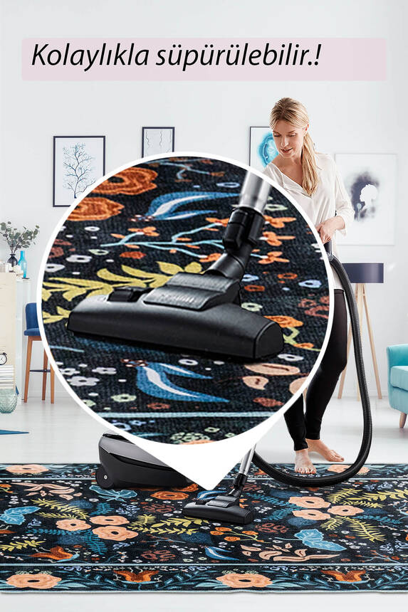 Artloop Fuga Yumuşak Dokulu Çok Renkli Çiçek Desenli Halı KA 19 - 7