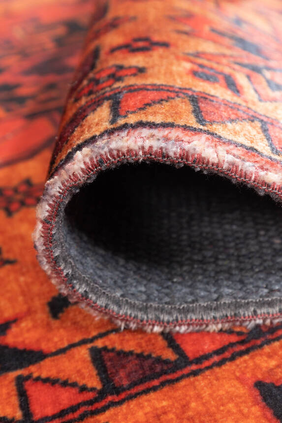 Artloop Fuga Yumuşak Dokulu Turuncu Vintage Desenli Halı KA 20 - 3